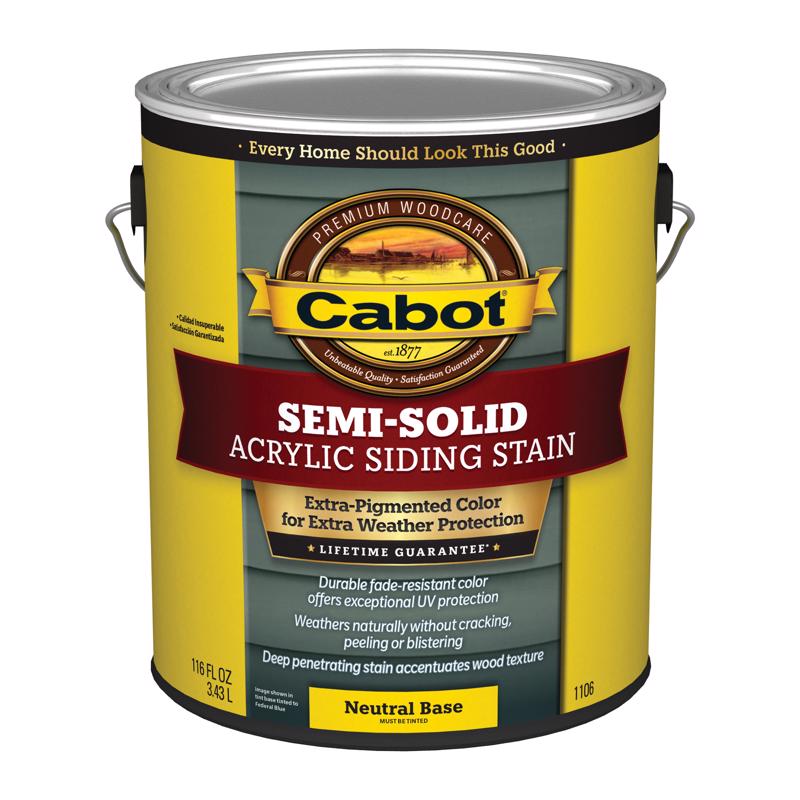 Cabot 1100 Series 140.0001106.007 Semi-Solid Siding Stain, Natural Flat, Liquid, 1 gal, Can, Pack of 4