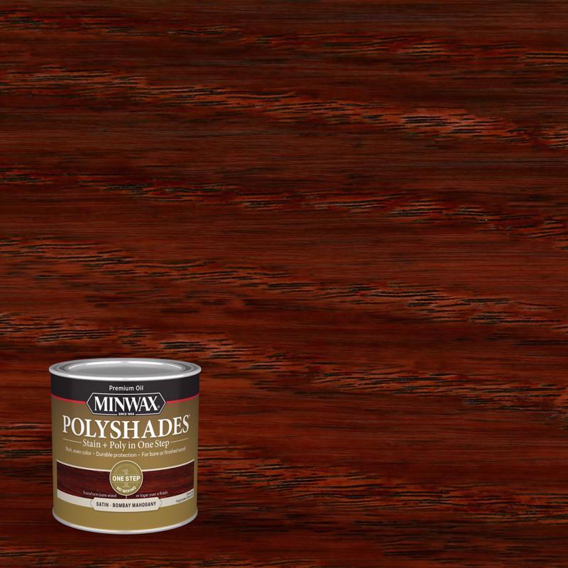 Minwax PolyShades Semi-Transparent Satin Bombay Mahogany Stain/Polyurethane Finish 1/2 pt