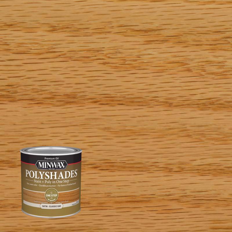 Minwax PolyShades Semi-Transparent Satin Classic Oak Oil-Based Stain/Polyurethane Finish 1/2 pt