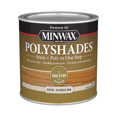 Minwax PolyShades Semi-Transparent Satin Classic Oak Oil-Based Stain/Polyurethane Finish 1/2 pt
