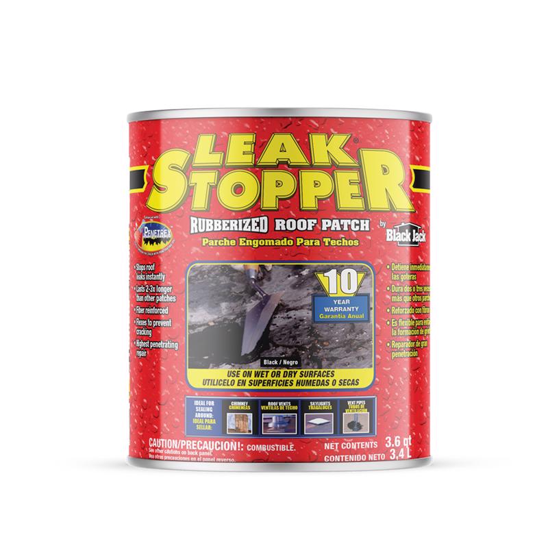 Leak Stopper Gloss Black Rubber Roof Patch 3.6 qt, Pack of 4