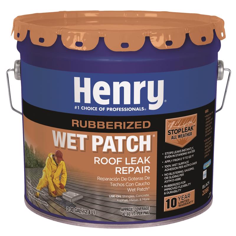 Henry Wet Patch 208 HE208R061 Roof Cement, Black, Liquid, 3.5 gal Can