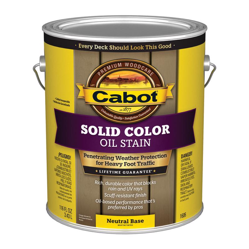 Cabot 140.0001606.007 Solid Stain, Opaque, Neutral Base, Liquid, 1 gal, Pack of 4