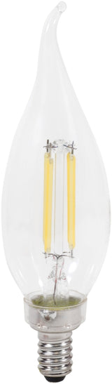 Sylvania 40791 Natural LED Bulb, Decorative, 350 Lumens, 4 W, B10 Bent Tip Lamp, 40 W Equivalent, E12 Lamp Base, Clear