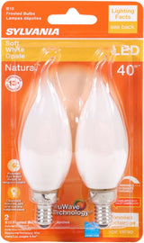 Sylvania 40779 Natural LED Bulb, Decorative, 350 Lumens, 4.5 W, B10 Bent Tip Lamp, 40 W Equivalent, E12 Lamp Base