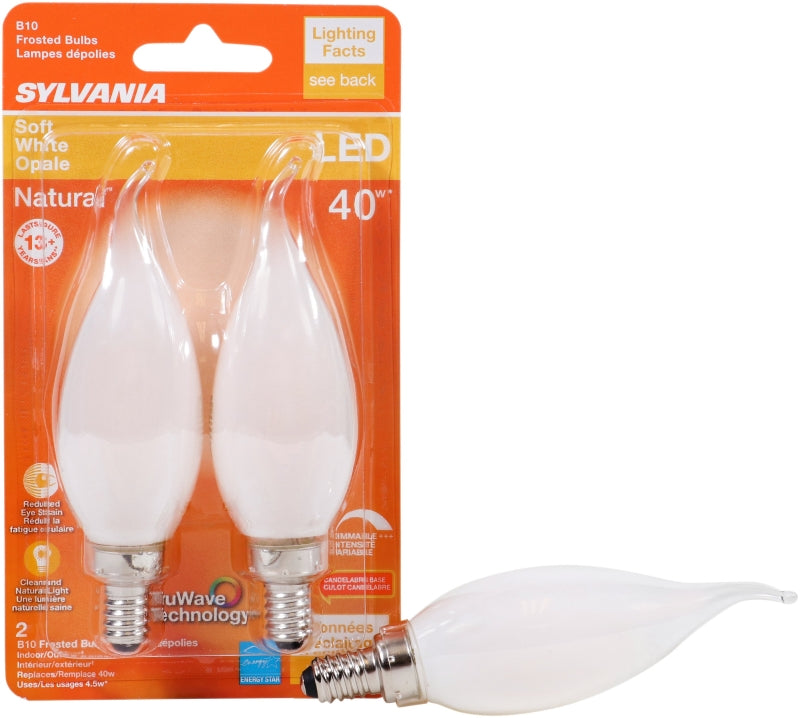 Sylvania 40779 Natural LED Bulb, Decorative, 350 Lumens, 4.5 W, B10 Bent Tip Lamp, 40 W Equivalent, E12 Lamp Base