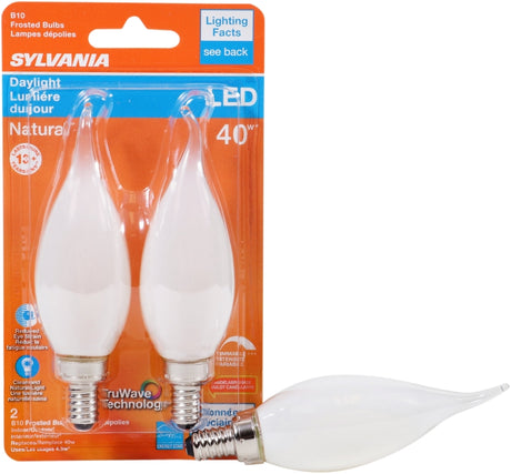 Sylvania 40780 Natural LED Bulb, 120 V, 350 Lumens, 4.5 W, B10 Bent Tip Lamp, 40 W Equivalent, E12 Lamp Base
