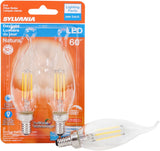 Sylvania 40759 Natural LED Bulb, 120 V, 500 Lumens, 5.5 W, B10 Bent Tip Lamp, 60 W Equivalent, E12 Lamp Base, Clear