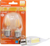 Sylvania 40758 Natural LED Bulb, 120 V, 500 Lumens, 5.5 W, B10 Bent Tip Lamp, 60 W Equivalent, E26 Lamp Base, Clear