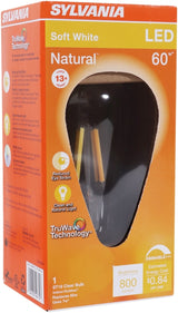 Sylvania 40772 Natural LED Bulb, Decorative, ST19 Lamp, 60 W Equivalent, E26 Lamp Base, Dimmable, Clear