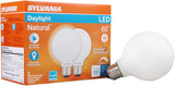 Sylvania 40768 Natural LED Bulb, Globe, G25 Lamp, 60 W Equivalent, E26 Lamp Base, Dimmable, Frosted, Daylight Light