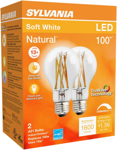 Sylvania 40754 Natural LED Bulb, General Purpose, 1600 Lumens, 13 W, 120 V, 100 W Equivalent, E26 Lamp Base, Dimmable