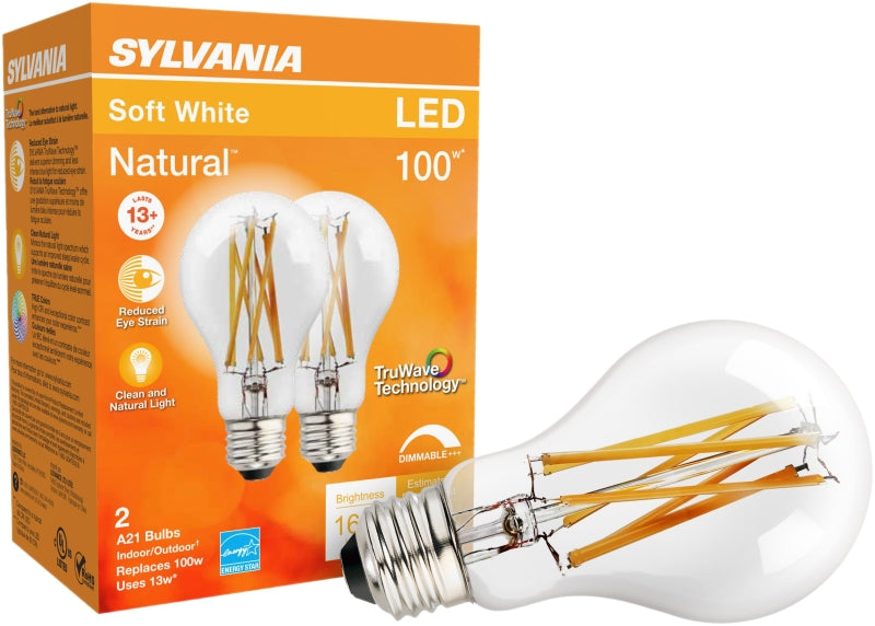 Sylvania 40754 Natural LED Bulb, General Purpose, 1600 Lumens, 13 W, 120 V, 100 W Equivalent, E26 Lamp Base, Dimmable