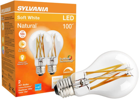 Sylvania 40754 Natural LED Bulb, General Purpose, 1600 Lumens, 13 W, 120 V, 100 W Equivalent, E26 Lamp Base, Dimmable