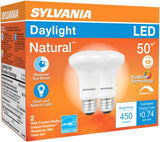 Sylvania 40790 Natural LED Bulb, Spotlight, R20 Lamp, 45 W Equivalent, E26 Lamp Base, Dimmable, Frosted, Daylight Light