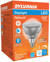Sylvania 40906 Natural LED Bulb, Spotlight, PAR38 Lamp, 90 W Equivalent, E26 Lamp Base, Dimmable, Clear, Daylight Light
