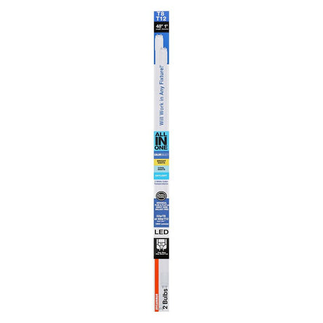 Sylvania 41202 LED Bulb, Linear, Type AB Universal, 1800 Lumens, 16 W, T8 Lamp, 32 W Equivalent, Frosted, Bright White