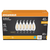 Sylvania Natural Series 41319 LED Bulb, 350 Lumens, 4 W, B10 Lamp, 40 W Equivalent, E12 Candelabra Lamp Base, Dimmable