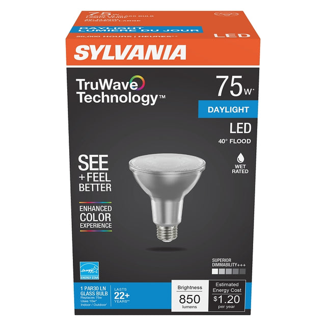 Sylvania Natural Series 40913 LED Bulb, 850 Lumens, 10 W, PAR30LN Lamp, 75 W Equivalent, E26 Medium Lamp Base