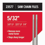 Oregon 23577 Chainsaw File, Double Cut, 5/32 in Dia Dimensions, Round, Steel, 2/PK