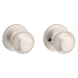 Kwikset 200CV 15 CP Passage Knob, Cove, 2-5/8 in H x 2-5/8 in W Dimensions, Zinc, Satin Nickel, 2-1/4 in Strike