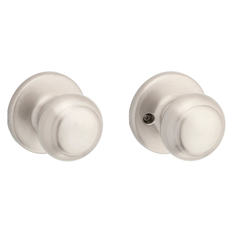 Kwikset 200CV 15 CP Passage Knob, Cove, 2-5/8 in H x 2-5/8 in W Dimensions, Zinc, Satin Nickel, 2-1/4 in Strike