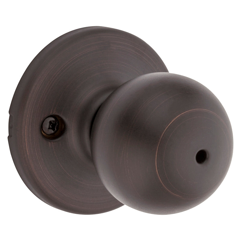Kwikset 300P 11P CP Privacy Lockset, Venetian Bronze, Interior Locking, Reversible Hand, For: Bedroom and Bathroom Doors