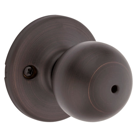Kwikset 300P 11P CP Privacy Lockset, Venetian Bronze, Interior Locking, Reversible Hand, For: Bedroom and Bathroom Doors