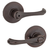 Kwikset 300DNL 11P Privacy Lever, Turnbutton Lock, Venetian Bronze, Zinc, Residential, Re-Key Technology: SmartKey