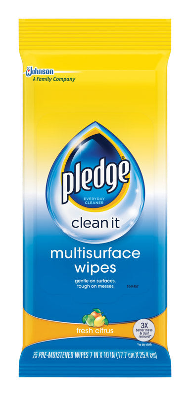 Pledge No Scent Multi-Surface Cleaner Wipes 25 ct, Pack of 12