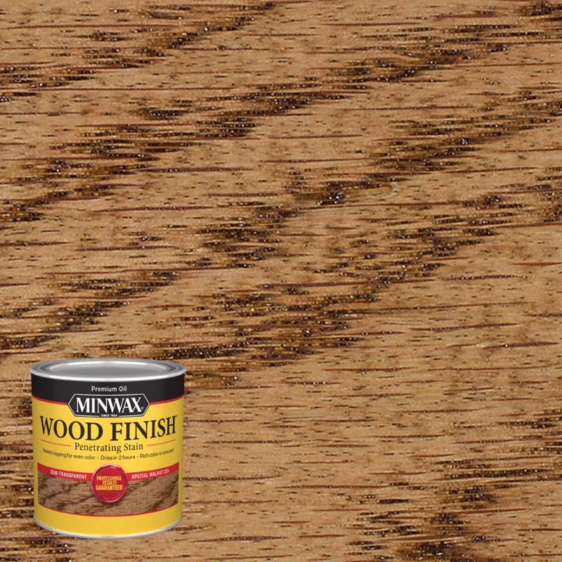 Minwax Wood Finish Semi-Transparent Special Walnut Oil-Based Penetrating Wood Stain 1/2 pt, Pack of 4