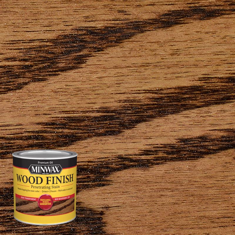 Minwax Wood Finish Semi-Transparent Red Mahogany Oil-Based Penetrating Wood Stain 1/2 pt, Pack of 4