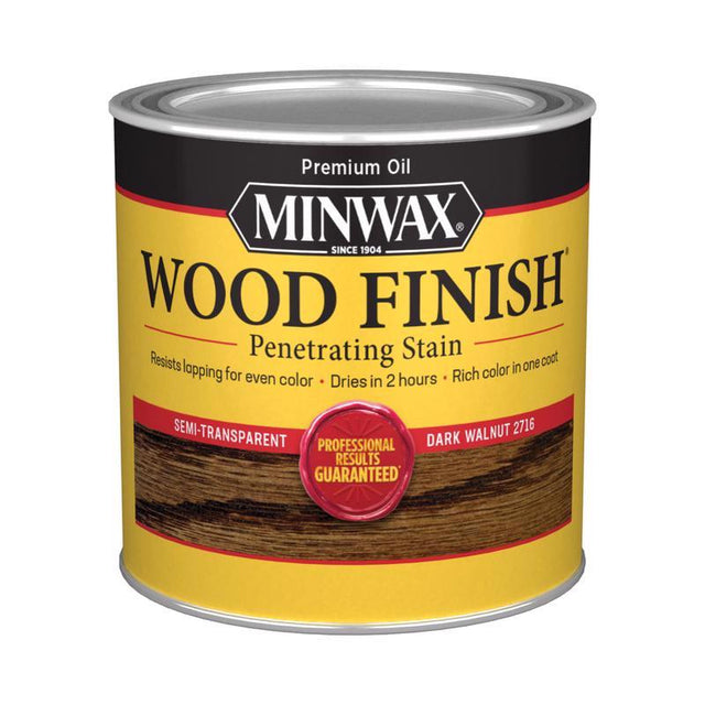 Minwax Wood Finish Semi-Transparent Dark Walnut Oil-Based Penetrating Wood Stain 1/2 pt, Pack of 4