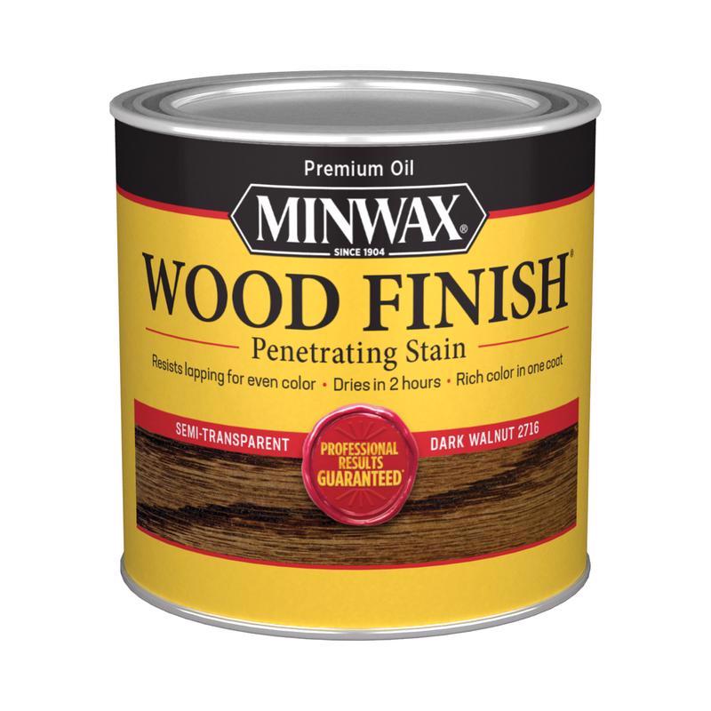 Minwax Wood Finish Semi-Transparent Dark Walnut Oil-Based Penetrating Wood Stain 1/2 pt, Pack of 4