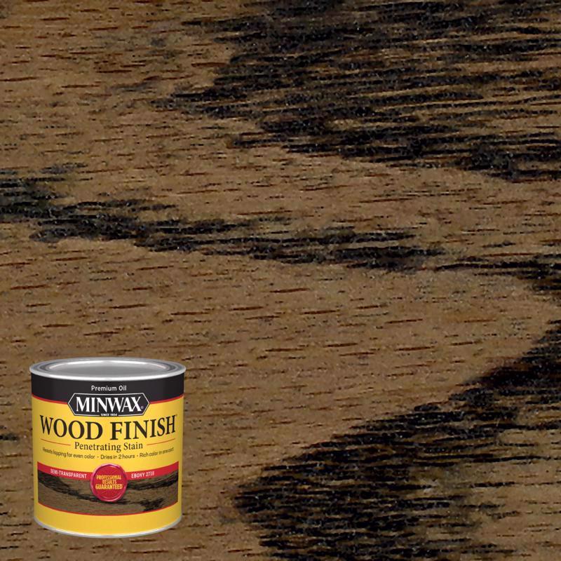 Minwax Wood Finish Semi-Transparent Ebony Oil-Based Penetrating Wood Stain 1/2 pt, Pack of 4