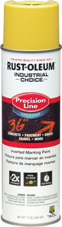 Rust-Oleum 203034 Inverted Marking Spray Paint, Water Base, <5 min Drying, Yellow, 17 oz Can