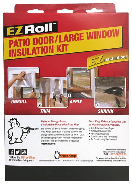 Frost King EZ86 Window Insulation Kit, 84 in W, 1.5 mm Thick, 112 in L, Plastic, Clear