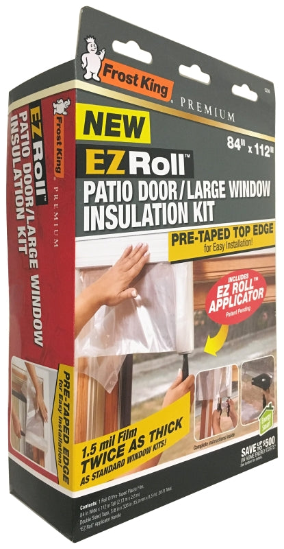 Frost King EZ86 Window Insulation Kit, 84 in W, 1.5 mm Thick, 112 in L, Plastic, Clear