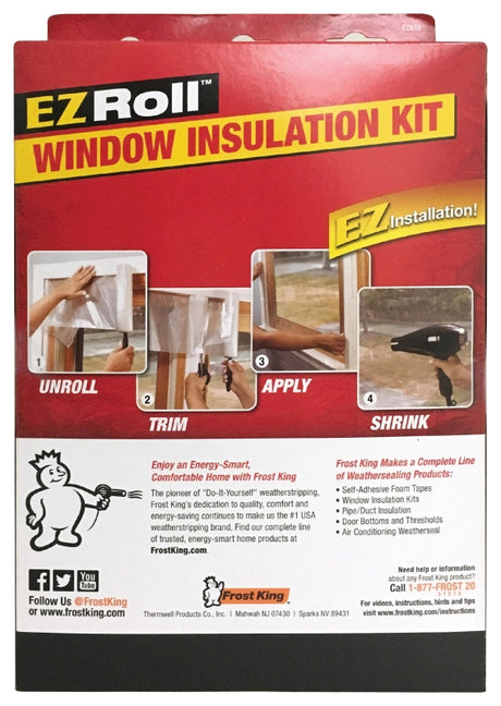 Frost King EZ833 Window Insulation Kit, 42 in W, 1.5 mm Thick, 62 in L, Plastic, Clear