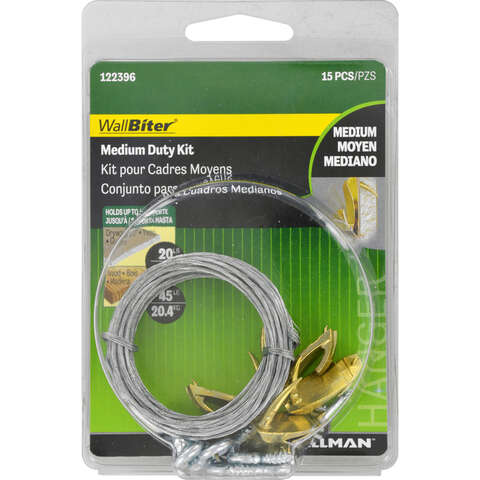 HILLMAN WallBiter Brass-Plated Medium Duty Picture Hook Kit 45 lb 1 pk