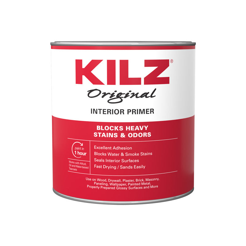 KILZ Original White Flat Oil-Based Alkyd Oil Primer 1 qt, Pack of 6