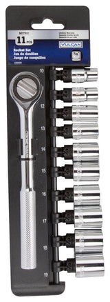 Vulcan 13PC-3M Socket Set, Chrome Vanadium Steel, Chrome