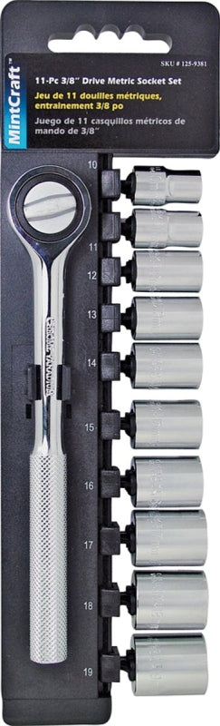 Vulcan 13PC-3M Socket Set, Chrome Vanadium Steel, Chrome