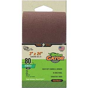 Gator 3156 Sanding Belt, 3 in W, 24 in L, 80 Grit, Medium, Aluminum Oxide Abrasive