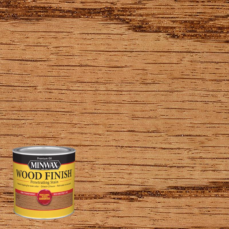 Minwax Wood Finish Semi-Transparent Red Chestnut Oil-Based Penetrating Wood Stain 1/2 pt, Pack of 4