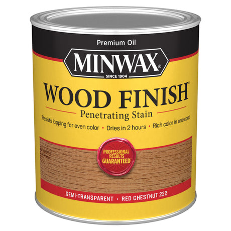 Minwax Wood Finish Semi-Transparent Red Chestnut Oil-Based Penetrating Wood Stain 1 qt, Pack of 4