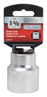 Vulcan MT-SS6044 Drive Socket, 1-3/8 in Socket, 3/4 in Drive, 12-Point, Chrome Vanadium Steel, Chrome