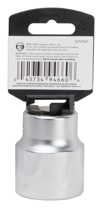 Vulcan MT-SS6044 Drive Socket, 1-3/8 in Socket, 3/4 in Drive, 12-Point, Chrome Vanadium Steel, Chrome