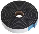 M-D 43154 Weatherstrip Tape, 1-1/4 in W, 3/8 in Thick, 10 ft L, Sponge Rubber, Black