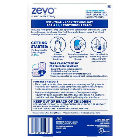Zevo 818135014987 Flying Insect Trap Starter Kit, Solid, Sweet, Clear